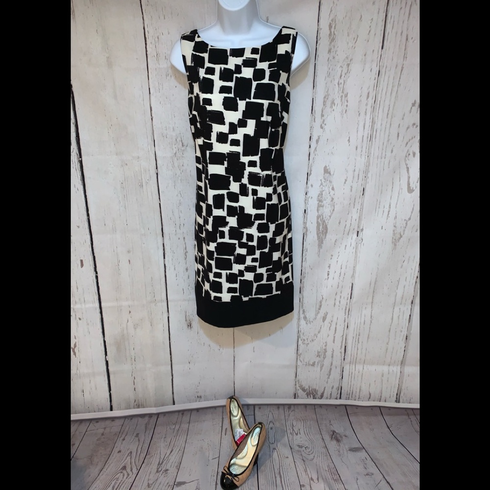 AB Studio Black and White Shift Dress Size 12